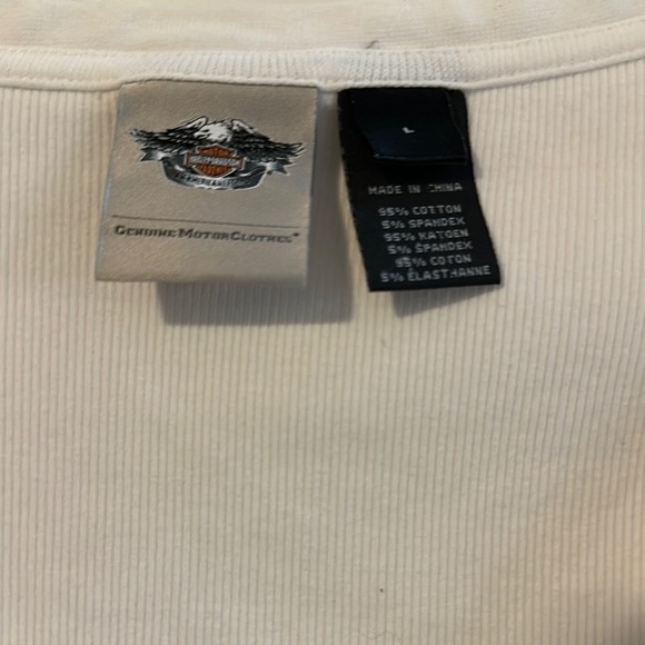 Harley-Davidson Valentines Collection White Graphic Tee Ribbed V-Neck Large Y2K - Picture 3 of 9